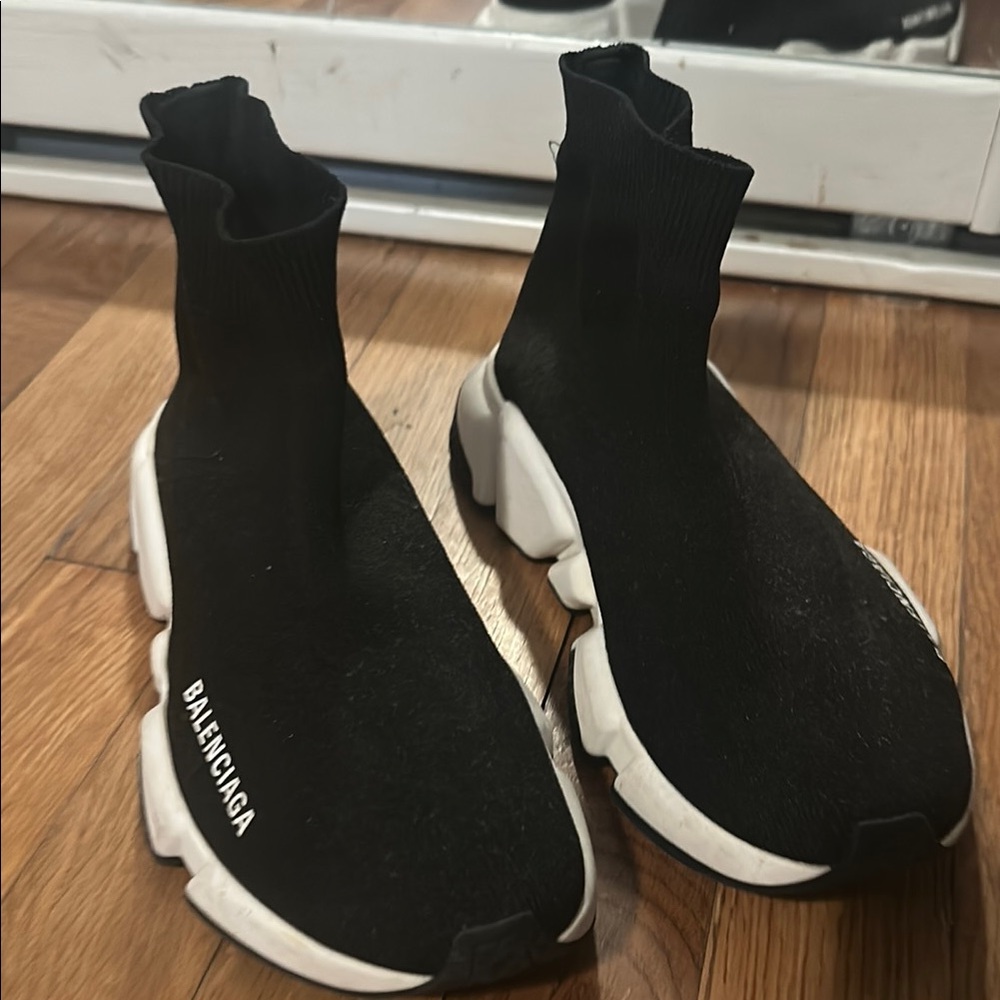 Balenciaga Black and White Sock Sneakers
